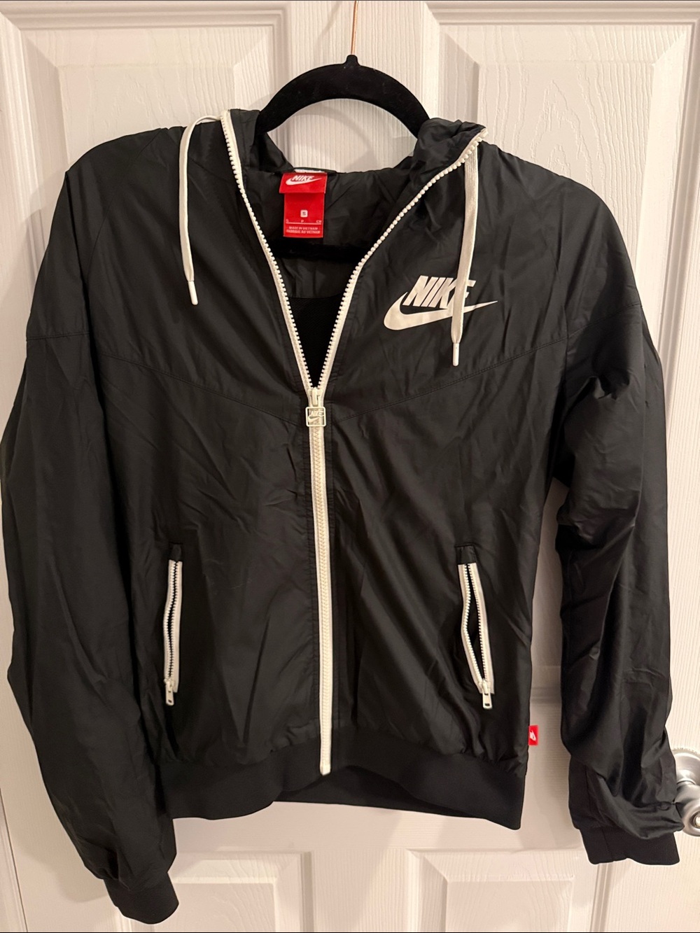 Nike Black Windbreaker Jacket with White Accents